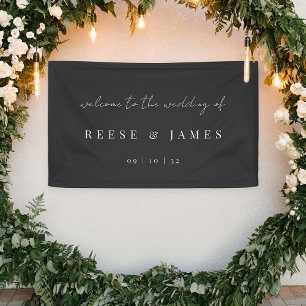 Modern Minimalist Script Wedding Welcome Banner