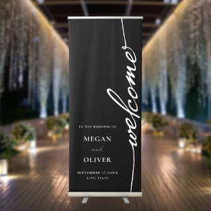 Modern Minimalist Script Wedding Welcome Retractable Banner