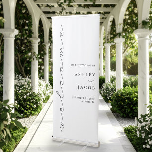 Modern Minimalist Script Welcome Wedding Retractable Banner