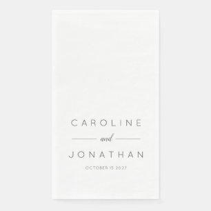Modern Minimalist Script White Custom Wedding Napkin