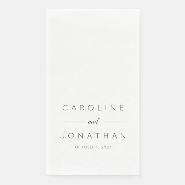 Modern Minimalist Script White Custom Wedding Napkin (Front)