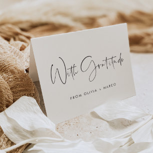 Modern Minimalist Script "With Gratitude" Thank You Card