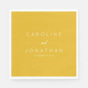 Modern Minimalist Script Yellow Custom Wedding Napkin