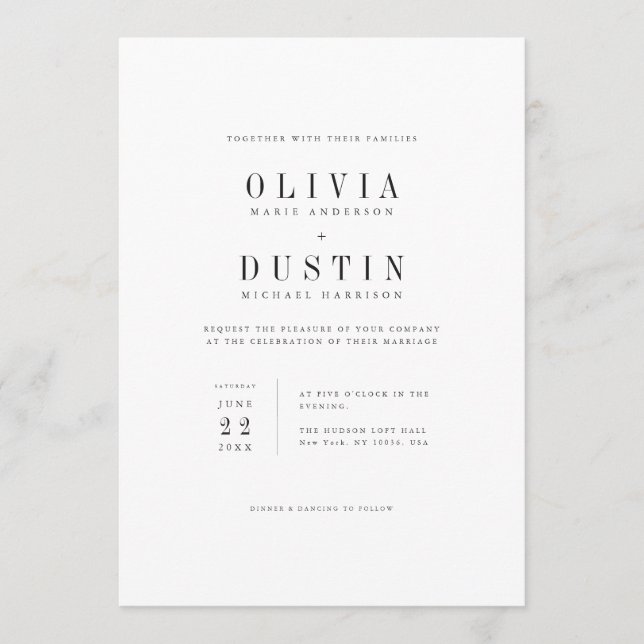 Modern Minimalist Serif Wedding Invitation (Front)