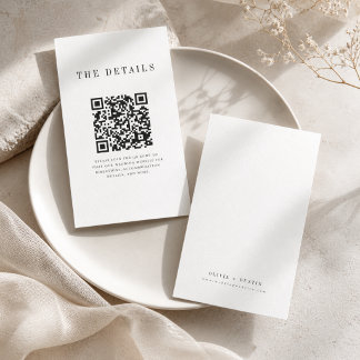 Modern Minimalist Serif Wedding Mini Details Cards