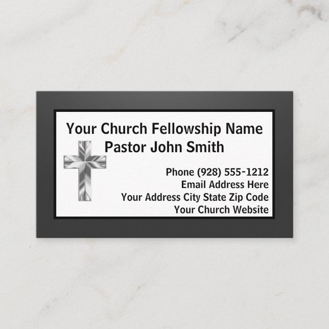 Modern Minimalist Shaded Black Church Pastor Business Card (Front)