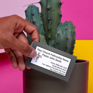 Modern Minimalist Shaded Black Church Pastor Business Card