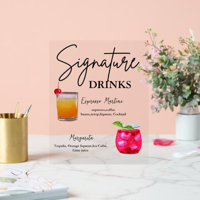 Modern Minimalist Signature Drink wedding sign (Wedding)