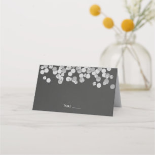 Modern Minimalist Silver And Black Wedding Place Card