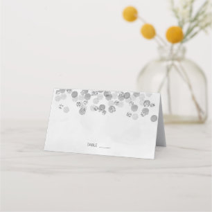 Modern Minimalist Silver Glitter Wedding Place Card