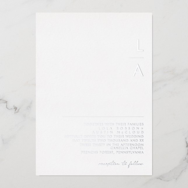 Modern Minimalist | Silver Monogram Wedding Real (Front)