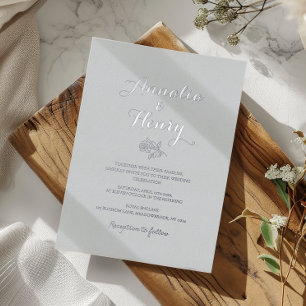Modern Minimalist Silver Rose Line Art Wedding