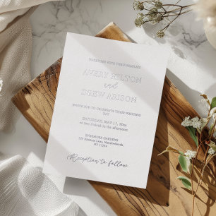 Modern Minimalist Silver Wedding Foil Invitation