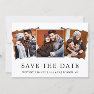Modern Minimalist Simple 3 Photo Save The Date
