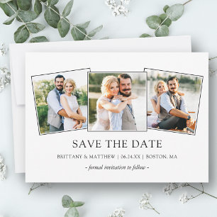 Modern Minimalist Simple 3 Photos Save The Date