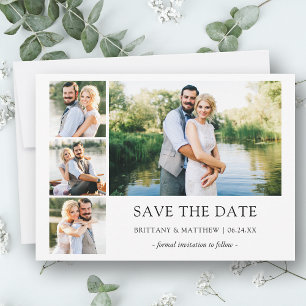 Modern Minimalist Simple 4 Photo Save The Date