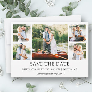 Modern Minimalist Simple 5 Photo Save The Date