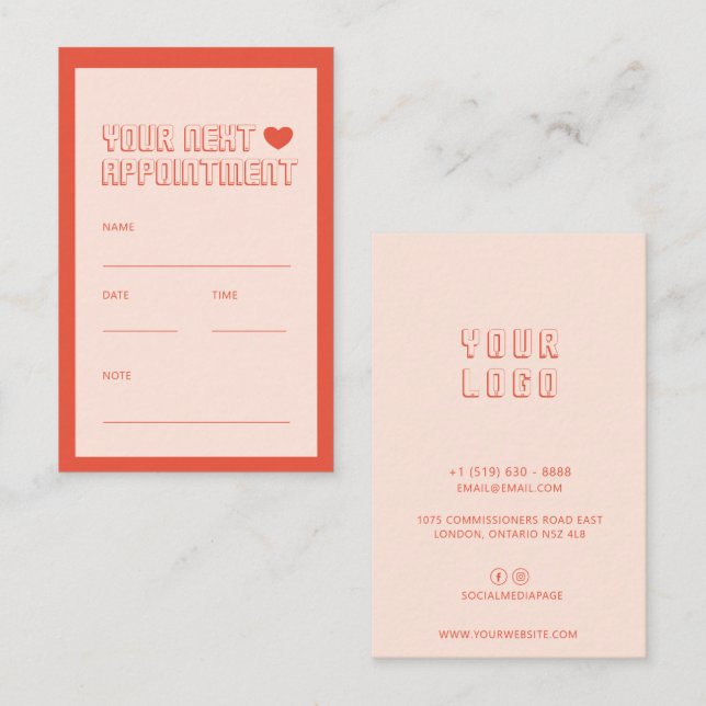 Modern Minimalist simple Appointment cards (Front/Back)
