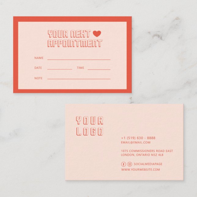 Modern Minimalist simple Appointment cards (Front/Back)
