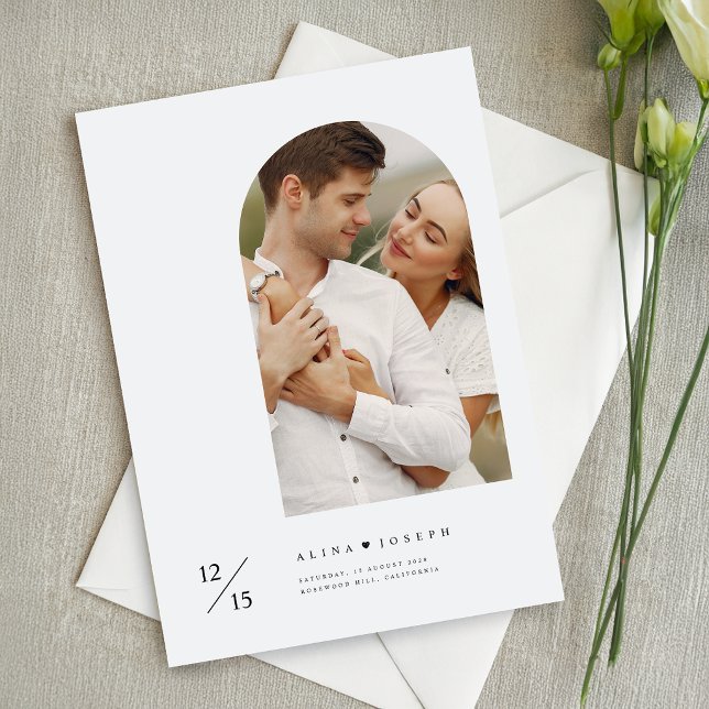 Modern Minimalist Simple Arch Photo Wedding Invitation (Creator Uploaded)