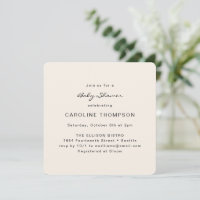 Modern Minimalist Simple Baby Shower Ivory Square 