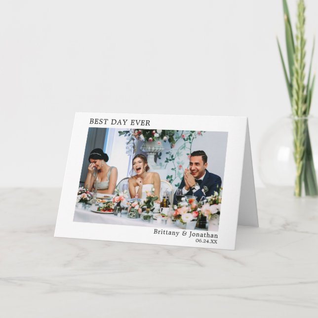 Modern Minimalist Simple Best Day Ever Fold Thank You Card (Front)