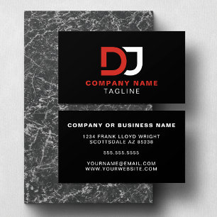 Modern Minimalist Simple Black and Red Cool DJ  Business Card