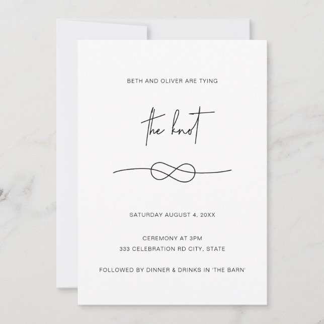 Modern Minimalist Simple Black Knot Invitation (Front)