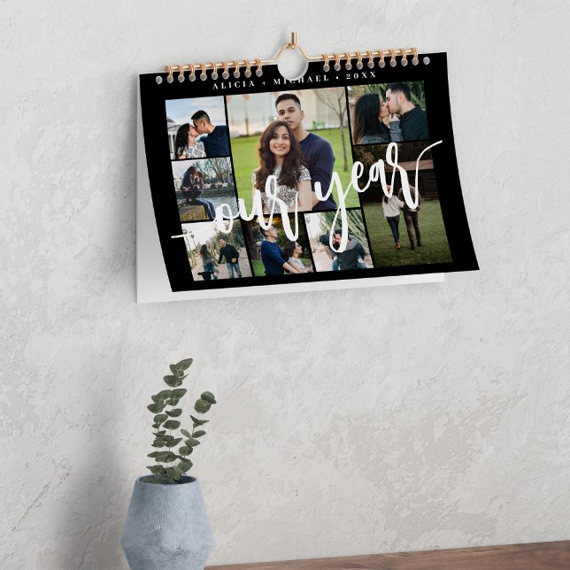 Modern minimalist simple black photo collage calendar (Creator Uploaded)