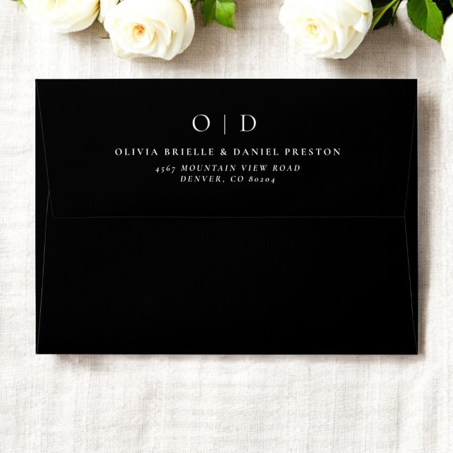 Modern Minimalist Simple Black Wedding  Envelope (Creator Uploaded)