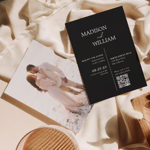 Modern Minimalist Simple Black Wedding Invitation