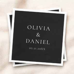 Modern Minimalist Simple Black Wedding  Napkin