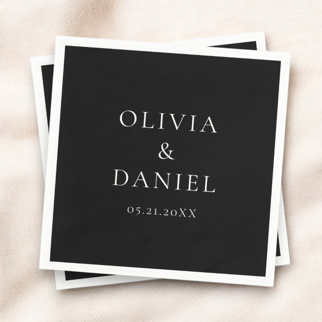 Modern Minimalist Simple Black Wedding  Napkin (Creator Uploaded)