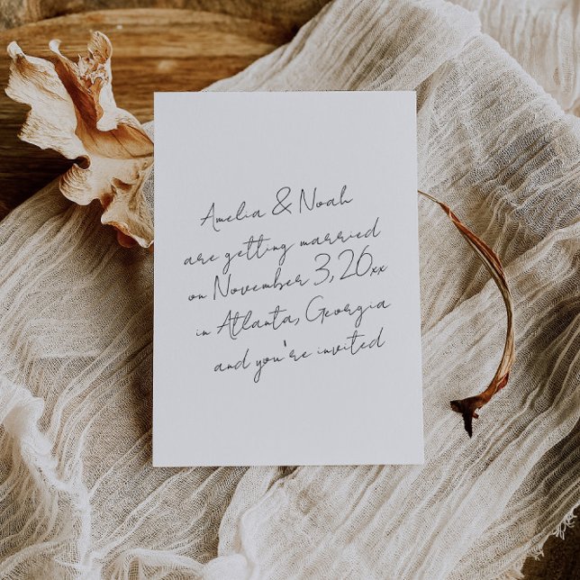 Modern Minimalist Simple Black White Save The Date Invitation (Creator Uploaded)