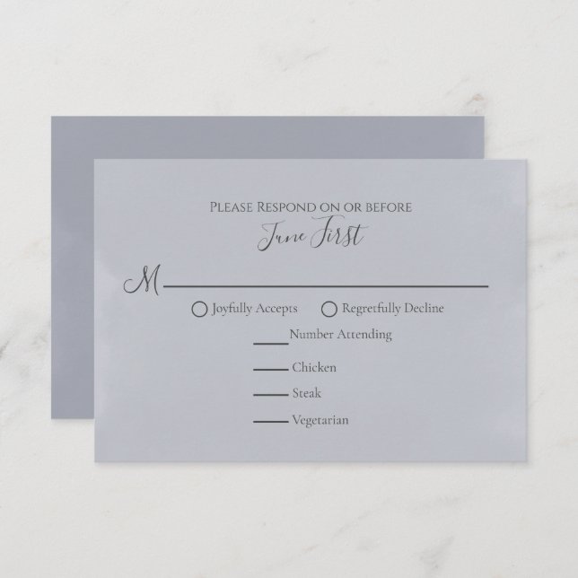 Modern Minimalist Simple Blue Meal Choice  RSVP Card (Front/Back)