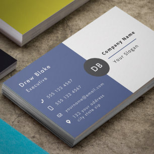 Modern Minimalist Simple Blue Professional Logo Business Card