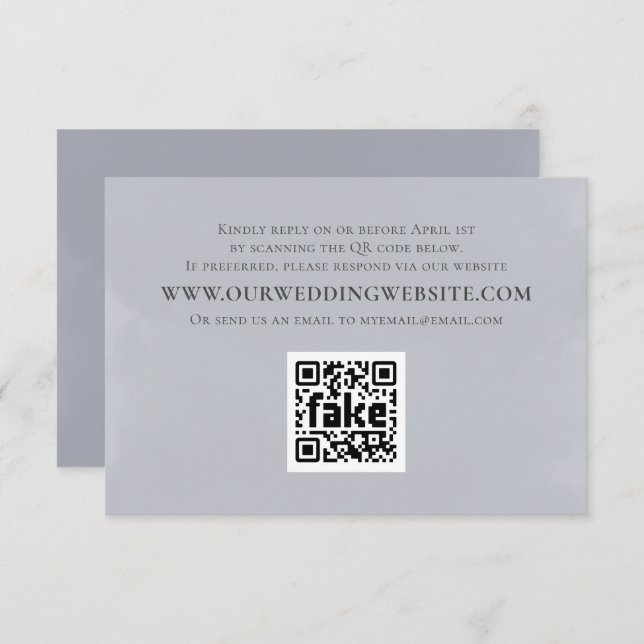 Modern Minimalist Simple Blue QR Code RSVP Card (Front/Back)