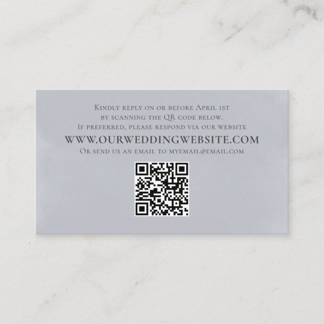 Modern Minimalist Simple Blue QR Code RSVP Enclosure Card (Front)