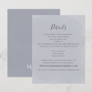 Modern Minimalist Simple Blue Wedding Details Enclosure Card