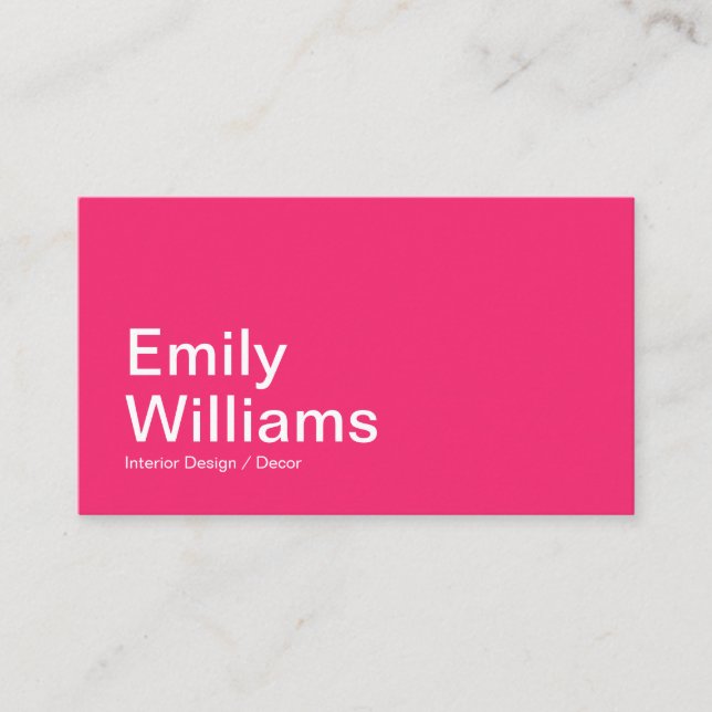 Modern Minimalist Simple Bold Pink Business Card (Front)