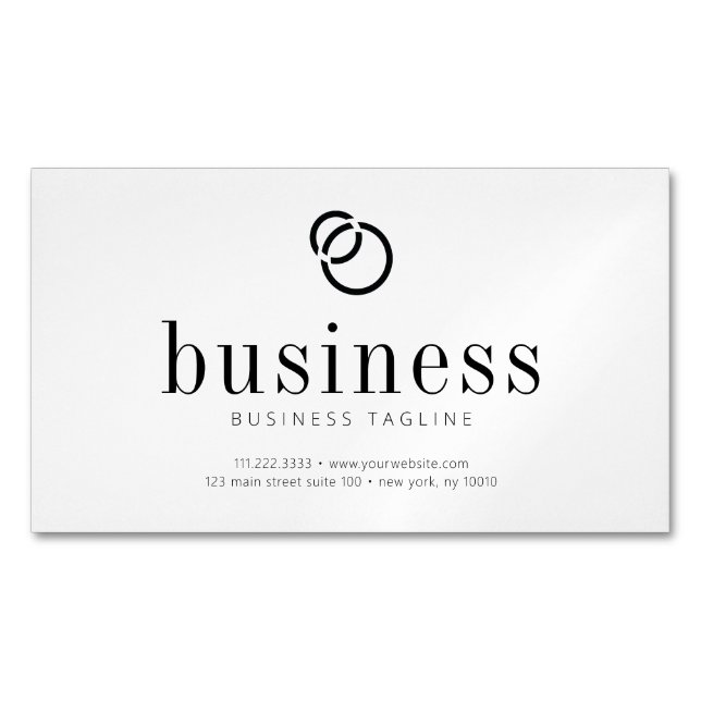 Modern Minimalist Simple Chic Logo Scan QR Code Magnetic Business Card (Front)