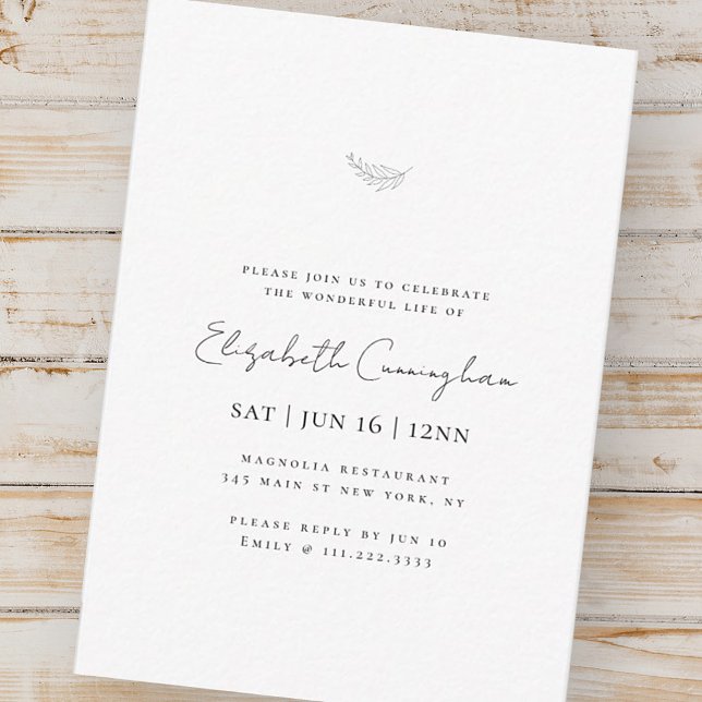 Modern Minimalist Simple Chic Memorial Funeral Card (Creator Uploaded)