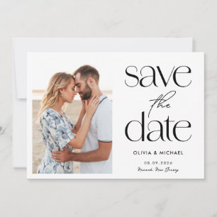 Modern Minimalist Simple Chic Photo Wedding Save The Date