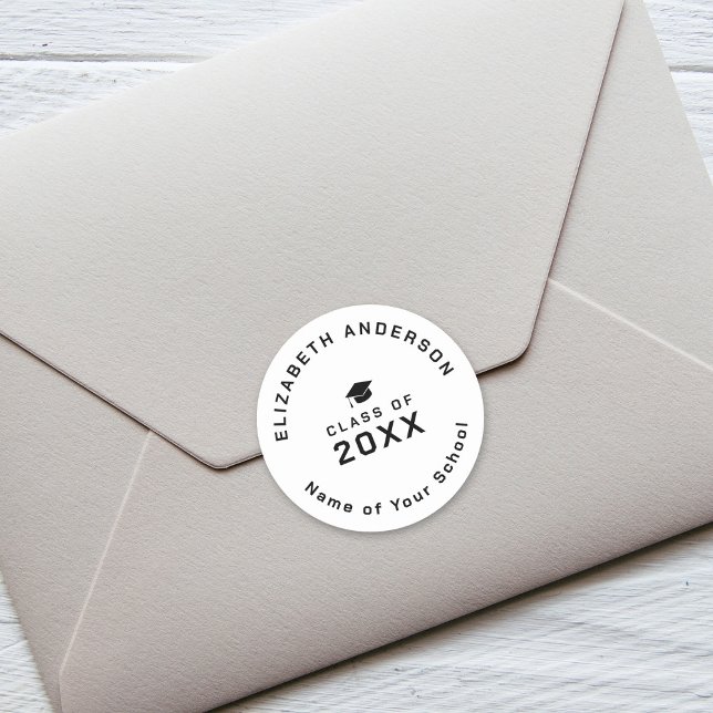 Modern Minimalist Simple Class of 2024 Graduation Classic Round Sticker (Creator Uploaded)