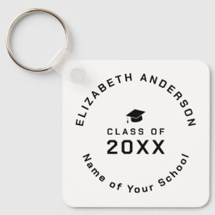 Modern Minimalist Simple Class of 2024 Graduation Key Ring