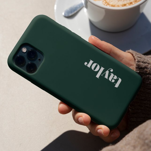 Modern Minimalist Simple Cool Green Personalised iPhone Case (Creator Uploaded)