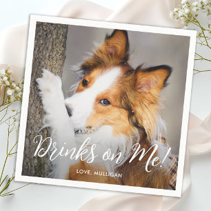 Modern Minimalist Simple Custom Dog Photo Wedding Napkin