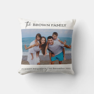 Modern Minimalist Simple Custom Family Photo  Cushion