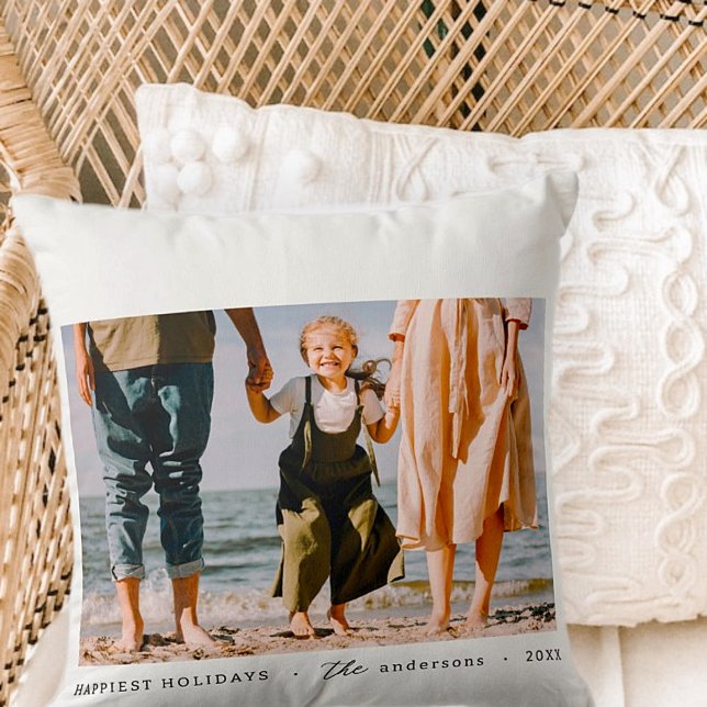 Modern Minimalist Simple Custom Family Photo Cushion (Creator Uploaded)
