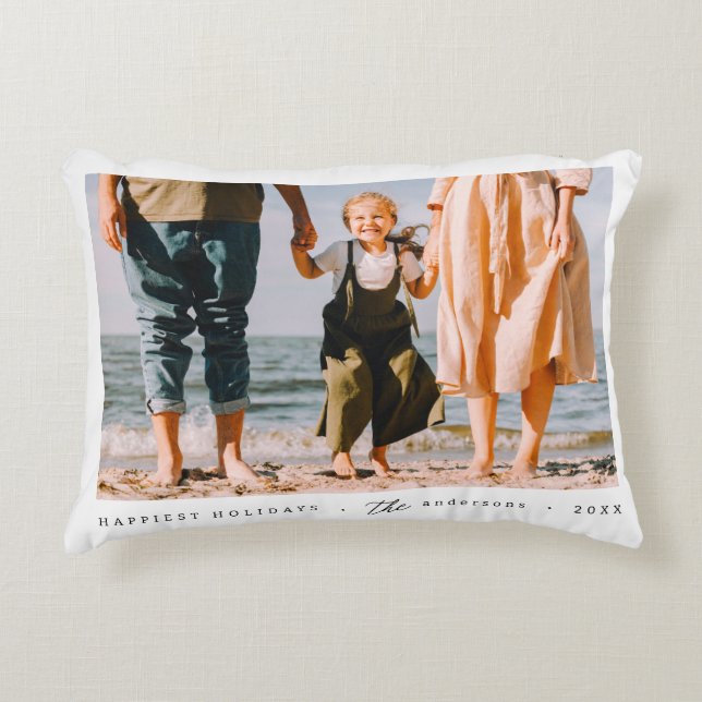 Modern Minimalist Simple Custom Family Photo Decorative Cushion (Front)